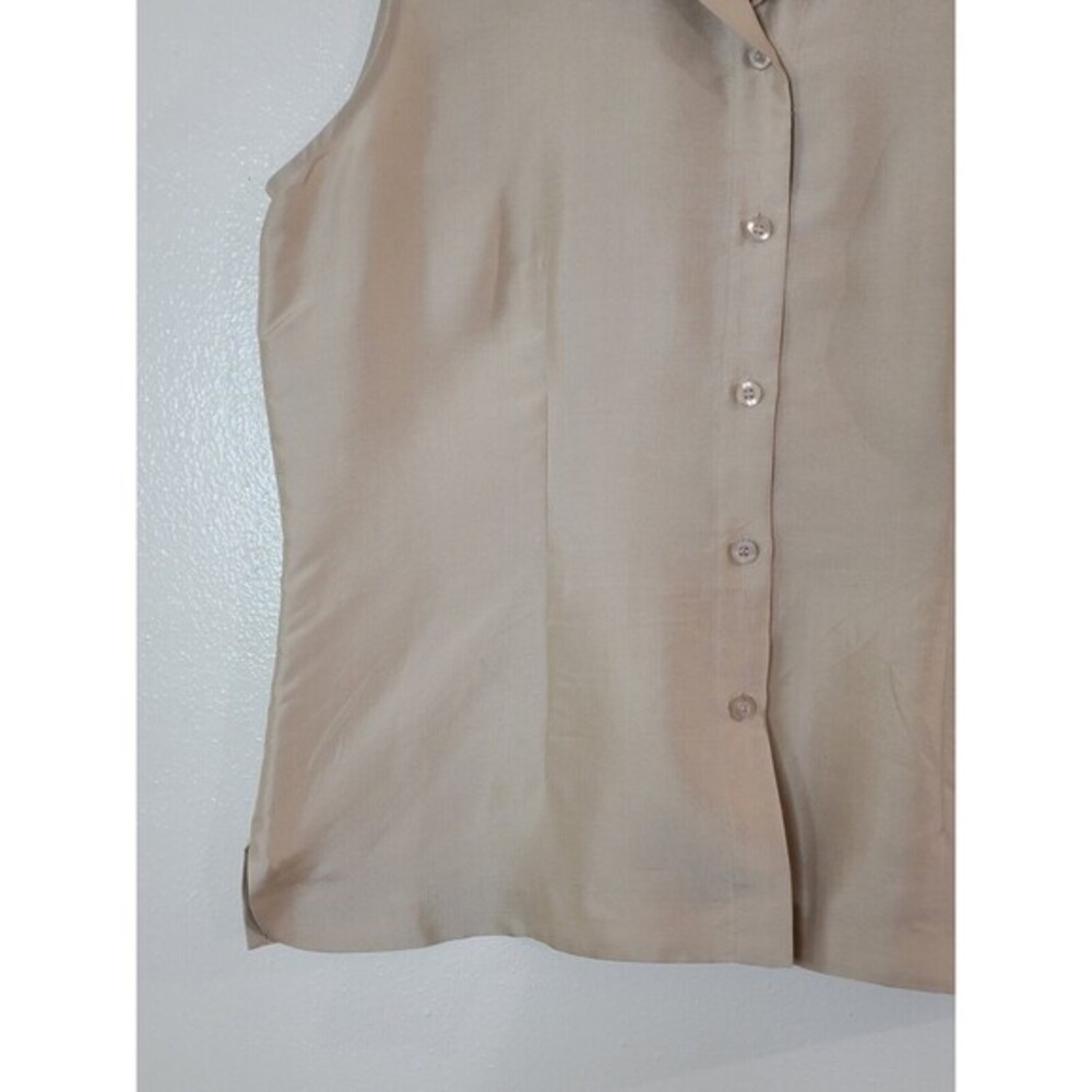ALLISON TAYLOR 100% Silk Sleeveless Button Up Shirt Blouse Womens Size Medium - Picture 3 of 11